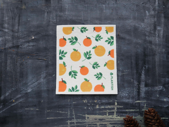 Orange Swedish Dishcloth - Eco-friendly and Sustainable Cleaning Solution Plantish