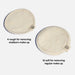 Two round makeup removal pads with labels indicating their use for different types of makeup removal on a white background.